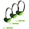 Hamiltonbuhl Personal On-Ear Stereo Headphone, Green, 3PK HA2-GRN - alternate 1